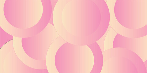 Minimalist banner background, pastel colorful, pink and yellow gradations. Circle effect style geometric, abstract background. Eps 10.