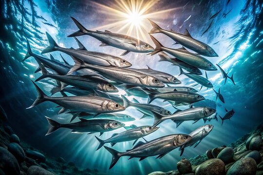 Silver Scabbardfish Underwater Landscape, Deep Sea Fish Photography, Ocean Wildlife, Aquatic Life, Marine Biology