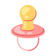 Illustration of baby pacifier. New born baby girl Happy Birthday object.