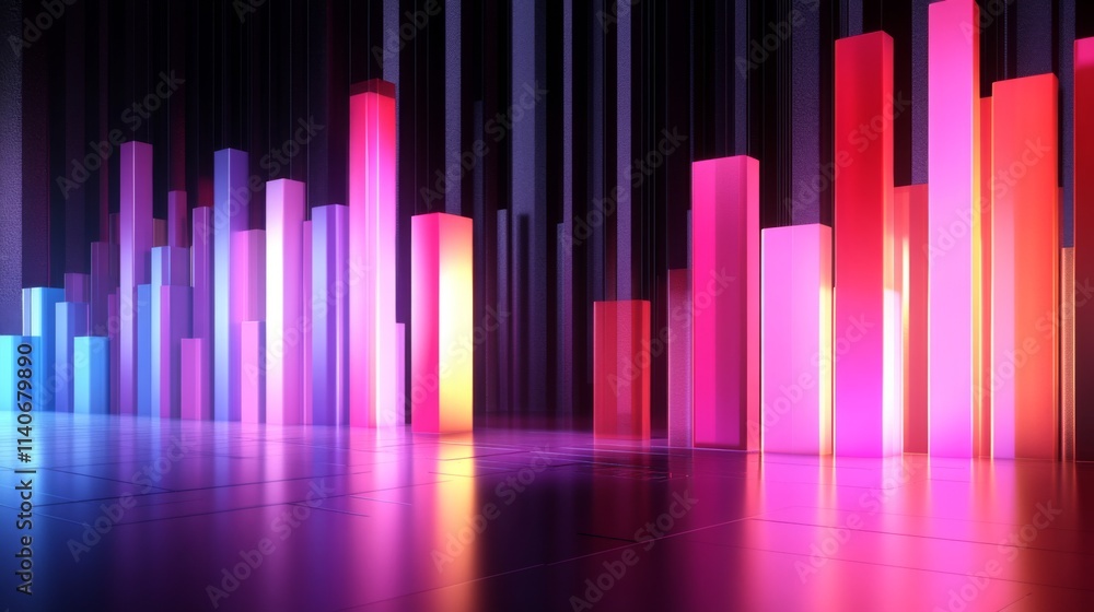 Aufkleber colorful neon bars create dynamic visuals in dark environment