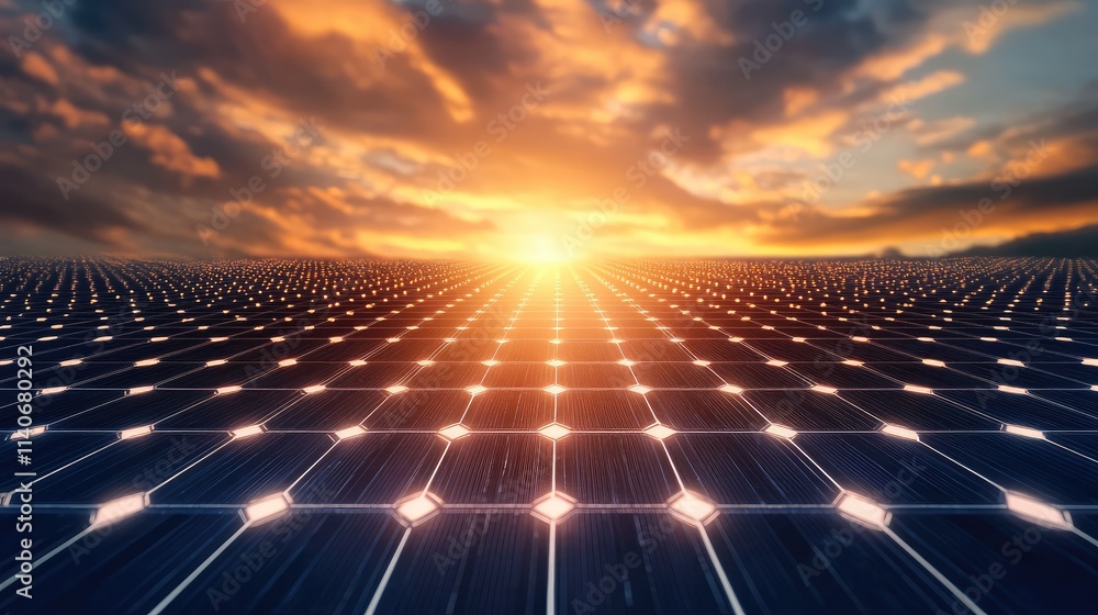 Poster a solar-powered microchip illuminated by natural sunlight, with glowing pathways emphasizing its ren