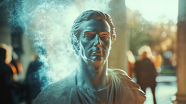 contemporary art bust of washington: striking blue and red highlights for a bold sports interior poster