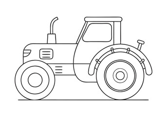 Minimalist Continuous Line Art of a Tractor with Large Wheels and Cabin in a Modern Agricultural Style