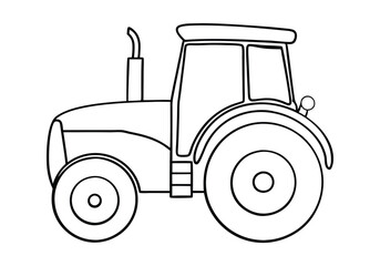 Minimalist Continuous Line Art of a Tractor with Large Wheels and Cabin in a Modern Agricultural Style