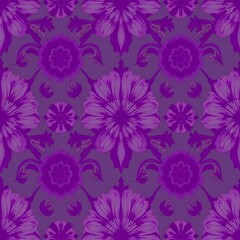 Obraz premium Purple Floral Damask Pattern 