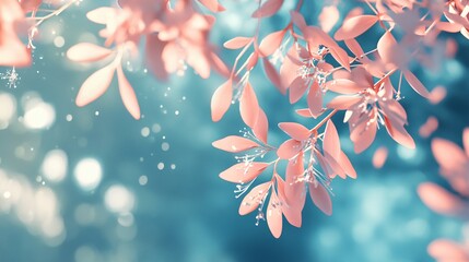 Soft Pastel Leaves on a Blurred Gradient Background