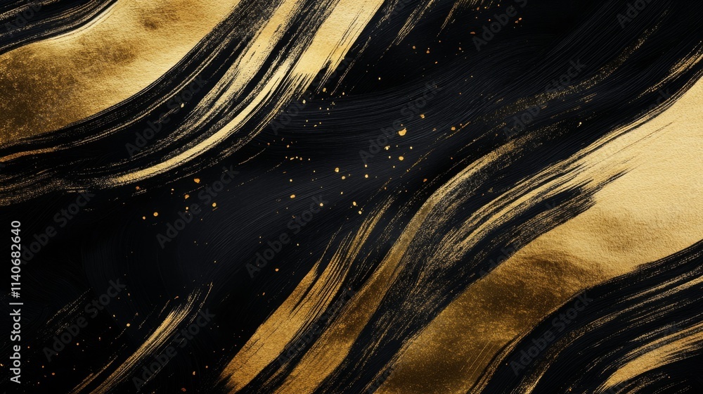 Poster dynamic gold and black abstract patterns artistic design digital art modern environment textured vie