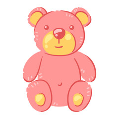Illustration of teddy bear. New born baby girl Happy Birthday object.