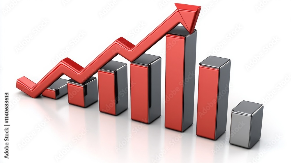 Aufkleber rising graph with red and gray bars representing financial growth