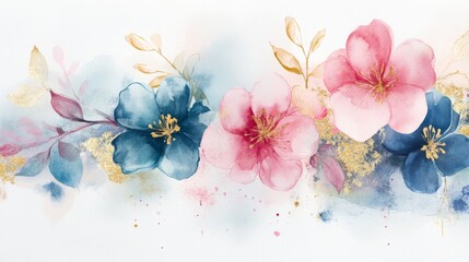 Floral watercolor artwork studio digital art creative space close-up serenity and beauty