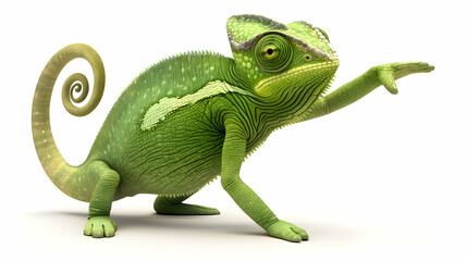 Obraz premium 3D Chameleon Illustration Green Reptile