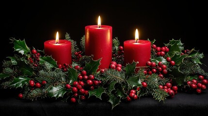 Festive Holiday Table Centerpiece with Mistletoe and Holly Accents