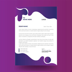 Professional creative letterhead template design with purple color.