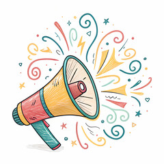  Hand drawn communication icon featuring megaphone