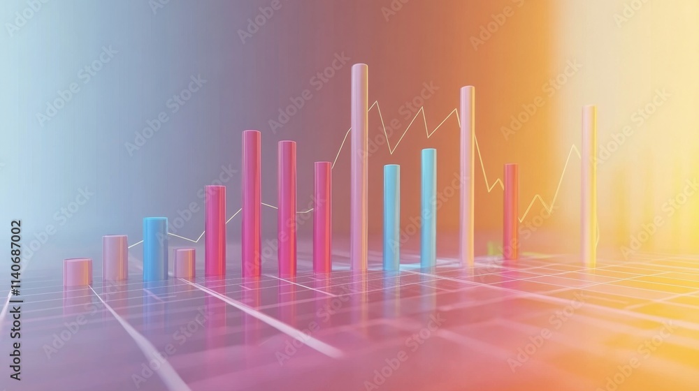 Aufkleber Colorful Data Visualization with Bar Graph and Trend Line