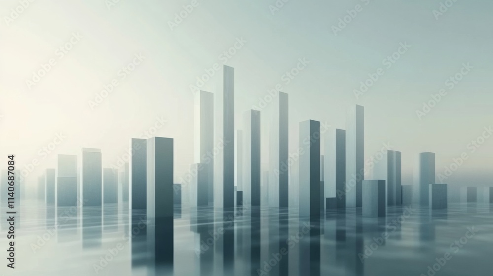 Poster modern abstract cityscape reflection in soft light environment