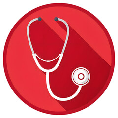 red stethoscope isolated on white