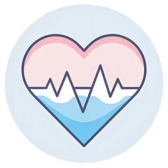 Simple icon representing a heartbeat, designed with smooth shapes and pastel shades