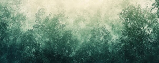 Misty forest with green and gray hue shift, grainy texture, Generative AI