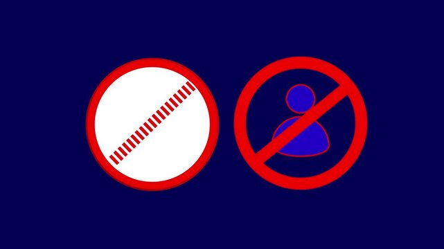 No entry sign 3D animation on green screen and People not allowed icon no allow people icon.