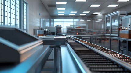 Food production line metal detector conveyor belt in a office