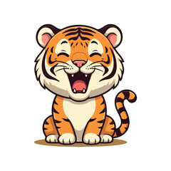 Cute Tiger Cartoon Vector Icon Illustration Animal Nature Icon Concept Isolated Vector of cute tiger