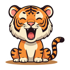 Cute Tiger Cartoon Vector Icon Illustration Animal Nature Icon Concept Isolated Vector of cute tiger