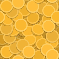 Many golden coins seamless pattern background