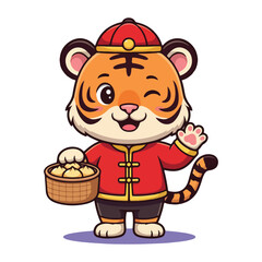 Cute Tiger Cartoon Vector Icon Illustration Animal Nature Icon Concept Isolated Vector of cute tiger