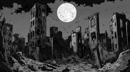 Echoes of desolation a journey through the ashen remnants of a oncethriving city witness the aftermath of catastrophe in a gripping apocalyptic tale of survival and redemption. Ashen. Illustration