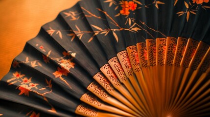 Artistic fan display traditional japanese craft photography indoor setting close-up view cultural heritage
