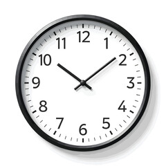 Simple and classic round analog wall clock vector isolated on white background