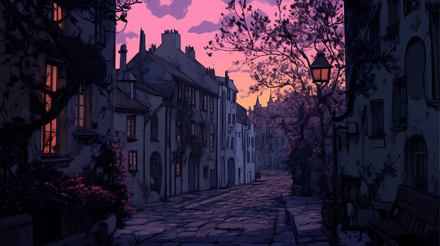 Mysterious ashen hues at twilight's gentle hour. ashen. illustration. Ashen. Illustration
