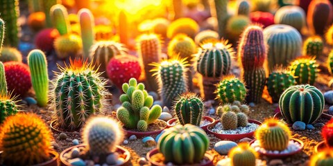 Fototapeta premium Stunning Aerial Drone Shots of Miniature Cacti Gardens - Desert Bloom Photography