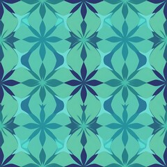 Fototapeta premium Seafoam Floral Pattern: An enchanting seamless tile pattern, radiating a serene and calming energy. It features a delicate floral design in shades of seafoam green and blue.