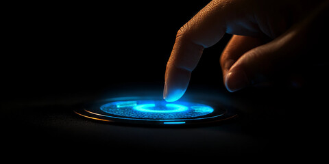 Hand Interacting with Futuristic Holographic Interface