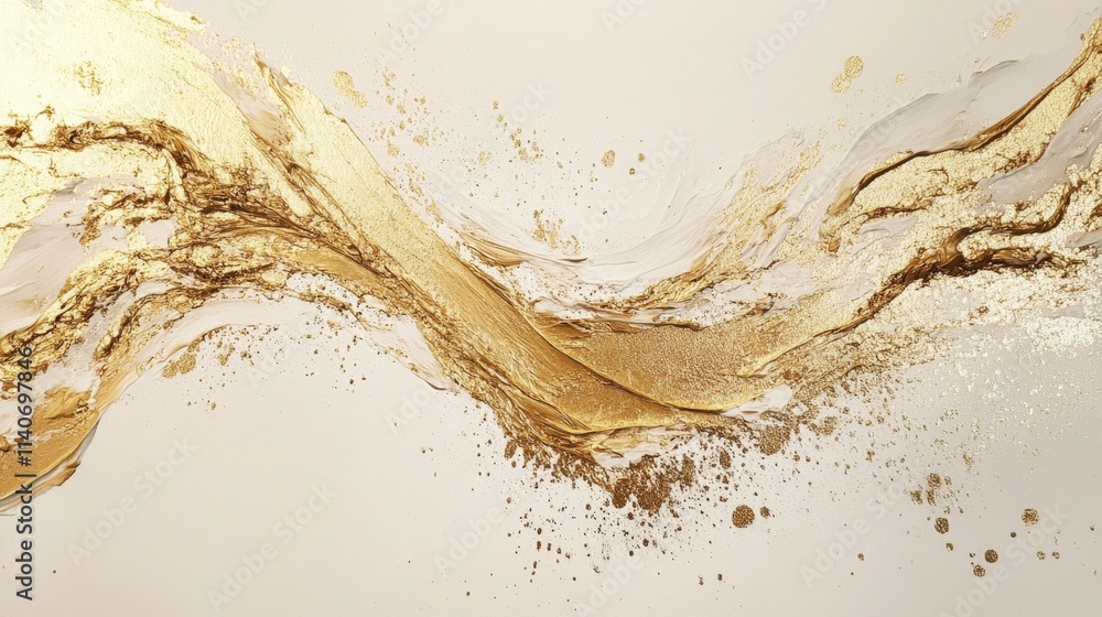 Poster dynamic abstract art creation studio visual artwork modern space close-up gold and white color palet