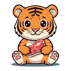 Cute Tiger Cartoon Vector Icon Illustration Animal Nature Icon Concept Isolated Vector of cute tiger