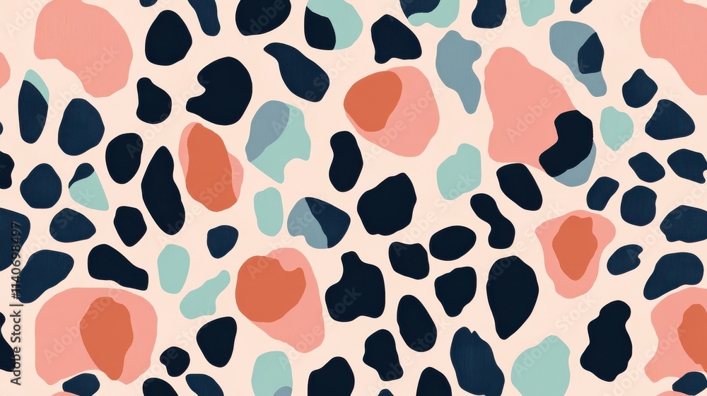 Poster Colorful Abstract Shapes Pattern on Light Background Surface