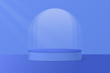 Ultramarine blue background with cylinder podium, product display	
