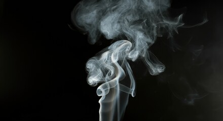 Abstract Smoke fog on black Background white cloudiness, mist or smog moves on black background with beautiful swirling gray smoke