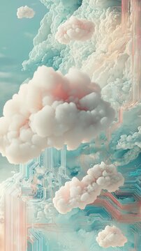 Abstract visualization showcasing the intricate concepts of cloud computing and digital connectivity