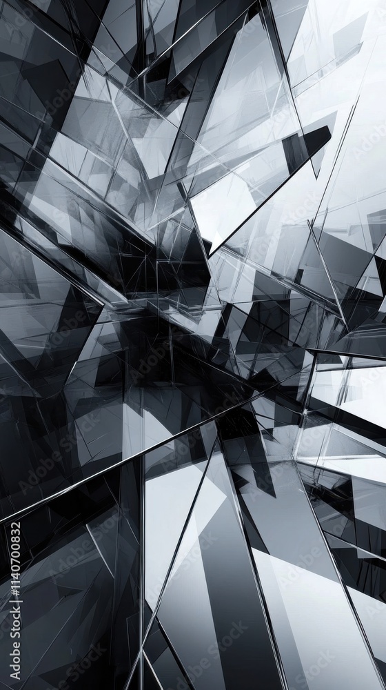 Aufkleber Exploration of depth and contrast in an abstract composition of overlapping geometric shapes and reflective surfaces