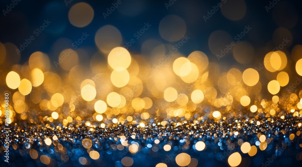 Poster sparkling golden bokeh creates a mesmerizing atmosphere in a dreamy evening setting