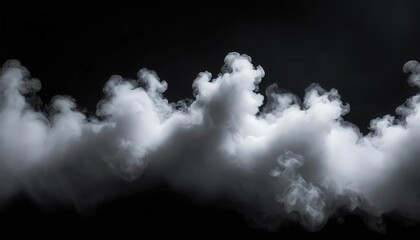 Abstract Smoke fog on black Background white cloudiness, mist or smog moves on black background with beautiful swirling gray smoke