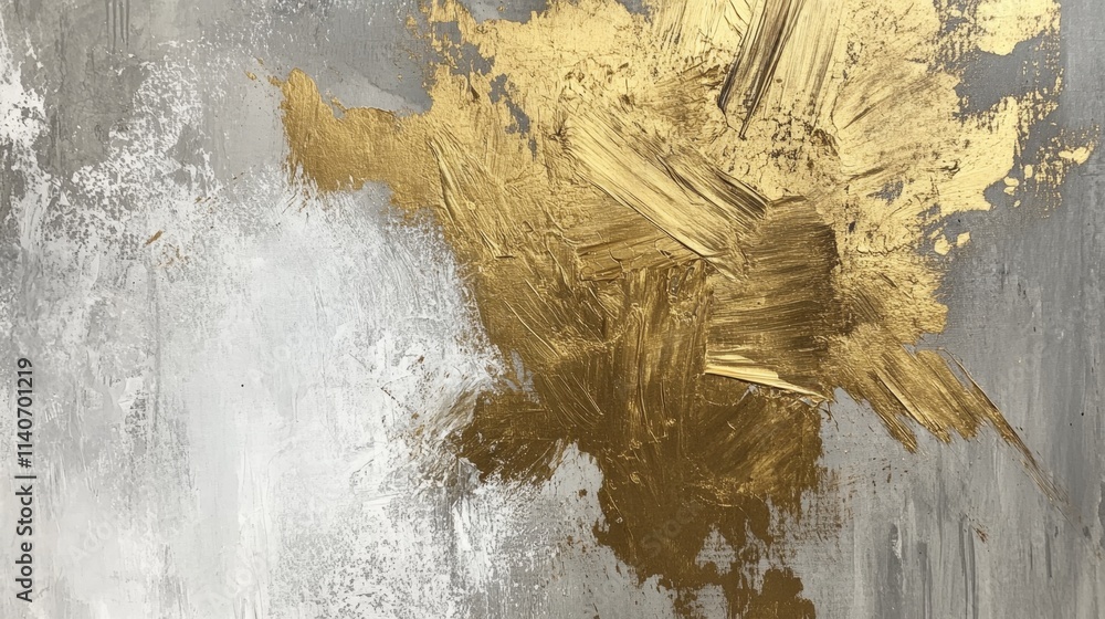 Poster dynamic gold abstract art creation modern studio digital artwork contemporary setting close-up view 