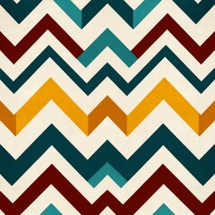 Abstract Zigzag Pattern with Teal, Maroon, and Gold Hues