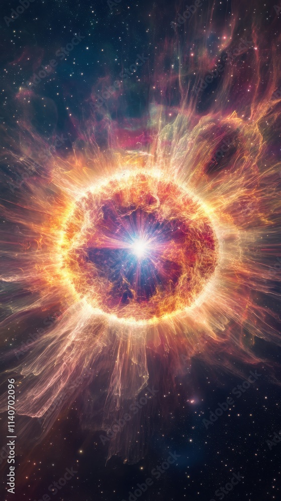 Aufkleber captivating explosion of cosmic colors and energy in a distant galaxy's supernova event