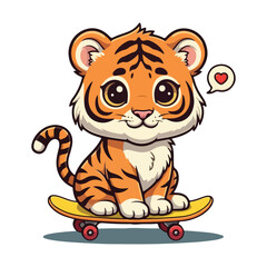Cute Tiger Cartoon Vector Icon Illustration Animal Nature Icon Concept Isolated Vector of cute tiger