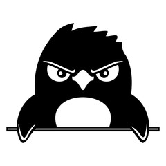 Penguin Looks Seriously Evil Dangerous Behind Wall Design Lover Art Vector Illustration Card T-Shirt Poster Sticker Graphic Print Decorative Drawing Isolated Logo Decoration Symbol Creative Cool Style